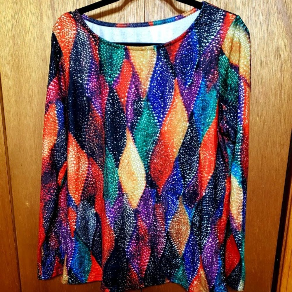 NWOT Jewel-Toned Long Sleeve Scoop Neck Tee Shirt XL